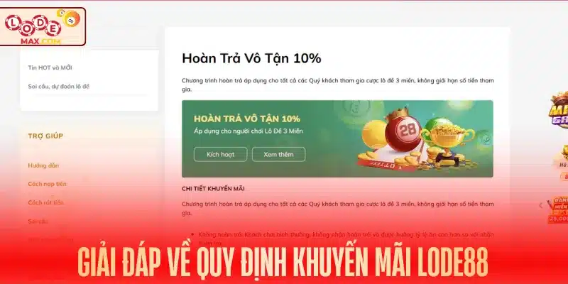 Giải đáp về quy định khuyến mãi Lode88